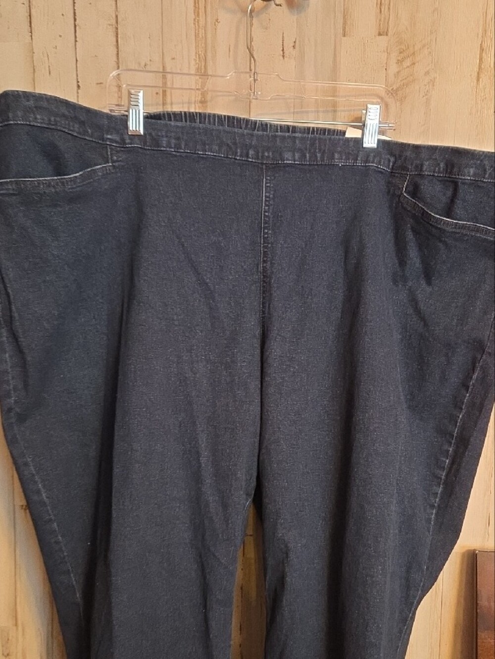 Catherines Women's Relaxed Dark Blue Pull-On Jeans - Picture 6 of 10